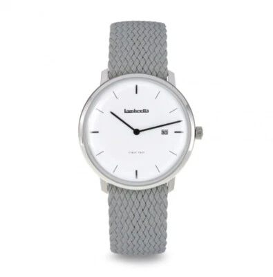 Lambretta "Volta 39" Steel Quartz Date Grey White Fabric Men's Watch - Image 1 of 3