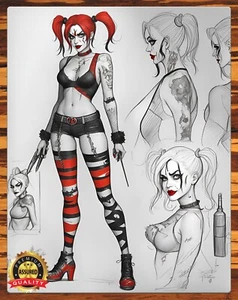 Harley Quinn - Drawing and Painting - Metal Sign 11 x 14 - Picture 1 of 4