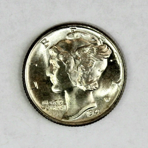 1941 Winged Liberty Mercury Dime Great Luster! Gem UNC BU 10c Silver Coin Estate Cover