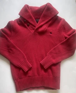 Vintage Polo Ralph Lauren Sweater Boys Small (8) Shawl Collar, Red Cotton Knit - Picture 1 of 7