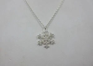 sterling SILVER round CZ SNOW pendant necklace 925 T adjustable chain 16" 18" - Picture 1 of 9