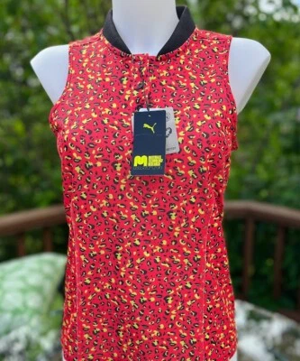 Puma Women's Leopard Pique sleeveless golf polo shirt Small MATTR — 第 1/3 张图片