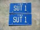 Iowa   license plate pair #  SUT 1