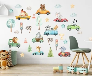 Wandtattoo Wandaufkleber für Kinder Autos Tiere Autos Transport Fahrzeuge Cars - Bild 1 von 6