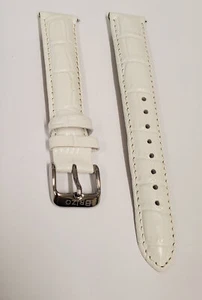 Brizo 18mm Stainless Steel Buckle White Genuine Crocodile Style Leather Strap - Picture 1 of 2