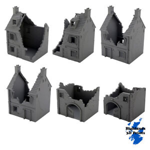 Normandy Destroyed House 20mm 1:72 WW2 Building Terrain Tabletop Gaming 3DPrint