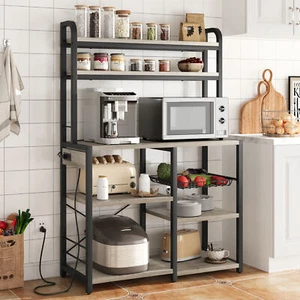 Kitchen Bakers Rack w/ Power Outlets Microwave Oven Stand 6-Tier Storage Shelves - Picture 1 of 15