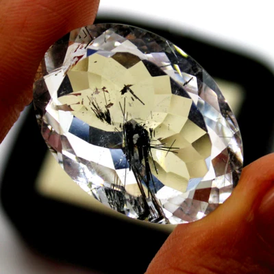 Certified 48.15 Cts Natural Tourmaline Rutile Quartz Oval Cut Exclusive Gemstone - Image 1 of 4