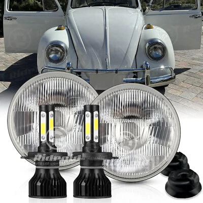 Faros LED redondos de 7 pulgadas lámpara haz alto/bajo y bombillas H4 para VW Beetle 1967-1979 Foto 1 de 4