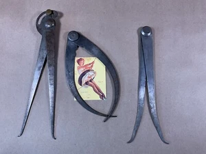 3 Werkzeug Lot - ungewöhnlich interessante Messschieber - verstellbar - antiker Maschinist Profi - Bild 1 von 24