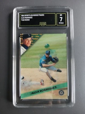 Alex Rodriguez Yankees 1994 Sportflics Rookie/Traded #148 Rookie Graded NM 7 - Image 1 of 2