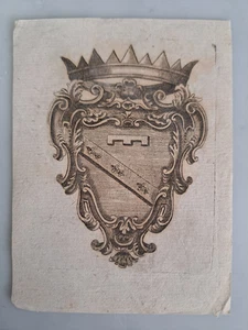 EX LIBRIS ARMORIE NON IDENTIFIE D'AZUR A LA BANDE DE GUEULE / XVIII e - Picture 1 of 2