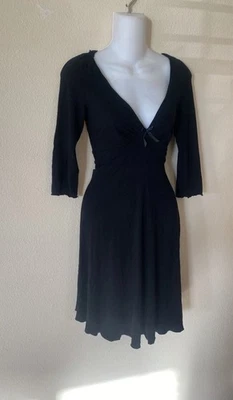 Vestido negro vintage Betsey Johnson manga larga detalle de lazo era Y2k Whimsigoth EE. UU. Foto 1 de 4