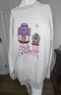 Sudadera a Rayas Coches Trolley San Francisco Vintage Disney Designs Años 90 Talla Única Foto 1 de 4