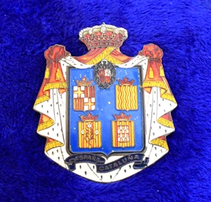 Brass Espana Cataluna Crest Grille Badge Bumper Topper Sign Emblem - Picture 1 of 6