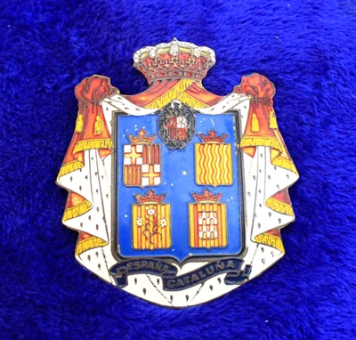 Brass Espana Cataluna Crest Grille Badge Bumper Topper Sign Emblem - Image 1 of 4