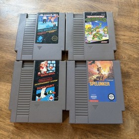 NES Nintendo 4 Game Lot - TEENAGE MUTANT TURTLES SUPER MARIO DUCK HUNT SPELUNKER