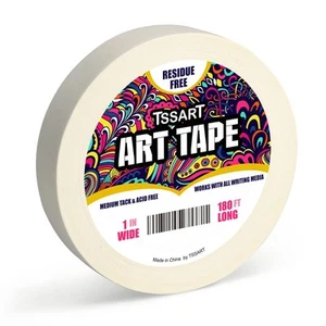 White Art Tape Medium Tack - Masking Artists for Drafting 1inch, - Picture 1 of 7