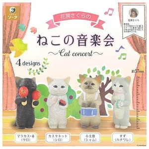 Hanafusa Sakura Cat Concert Figure / Full Set of 4 Gacha Capsule Toy Japan - Picture 1 of 3
