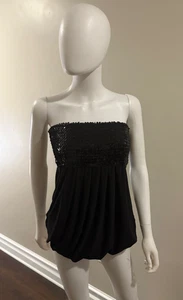 Black Sparkle Bandeau Top Size Small Pleated As U Wish - Picture 1 of 11