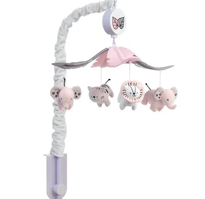 Lambs & Ivy Baby Jungle Animals Gray/Tan Musical Crib Mobile Soother Toy - Image 1 of 3