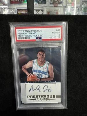 2012 Anthony Davis Prestigious Pics Auto PSA 8 Mavs Basketball Rookie - Image 1 of 4