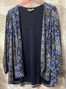 ROZ & ALI Cardigan donna 1X aperto davanti drappeggiato 3/4 maniche affrettate foderato - Foto 1 di 11