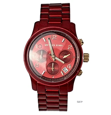 Michael Kors Runway Chronograph Red Stainless Steel Women's Watch MK7436 RP $295 - Image 1 of 4