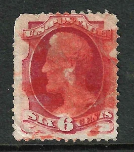 SC #148 rot NYFM-89? Fancy Cancel 6 Cent Lincoln Banknote 1871 US 74B33 - Bild 1 von 2