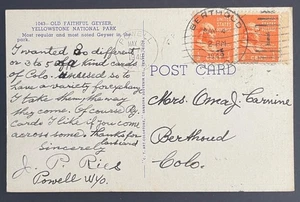 Powell, Wyoming Post Card mailed May 2, 1949 to Berthoud, Colorado - WY - Picture 1 of 2