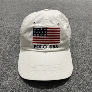 Vintage Polo Ralph Lauren Mütze Kappe Riemen hinten weiß USA Flagge Spruch Freizeit Pony - Bild 1 von 9