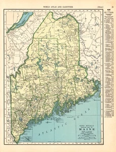 1943 Antique MAINE State Map Vintage Map of Maine Gallery Wall Decor 2425 - Picture 1 of 3