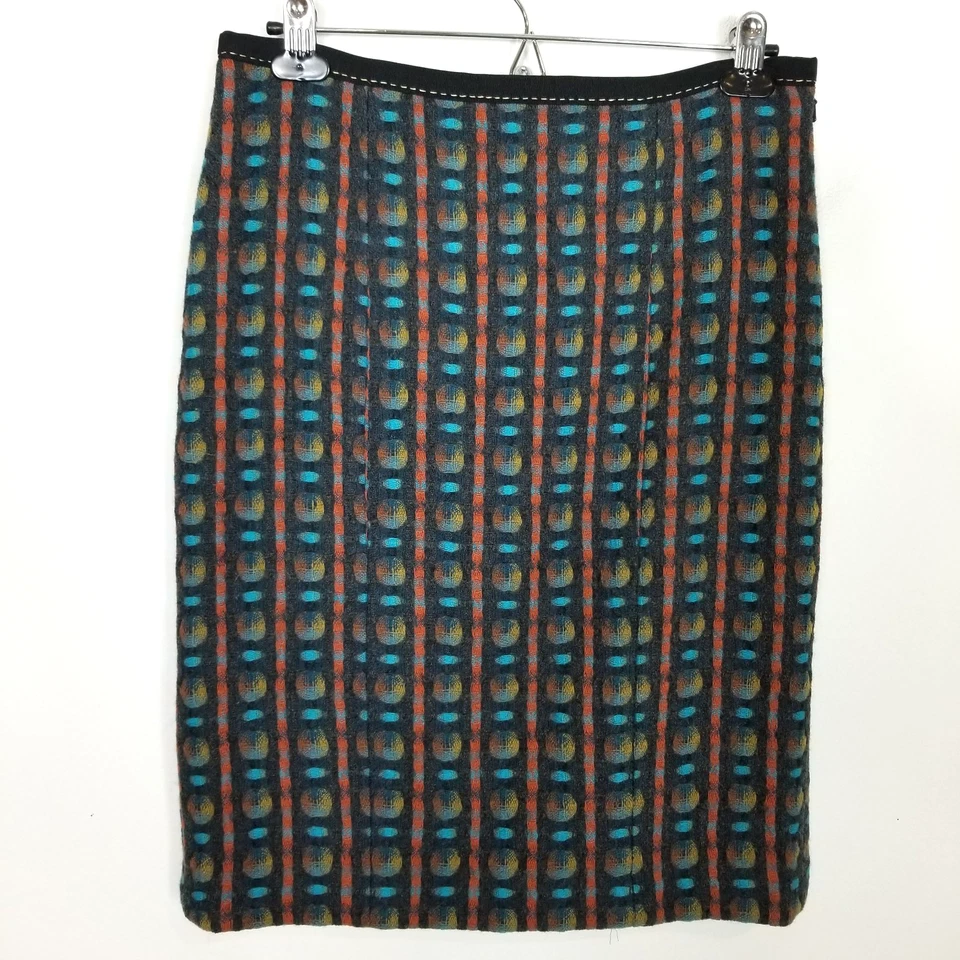 Saia lápis feminina Etcetera lã multicolorida tamanho 6 forrada curta boho - Imagem 1 de 4