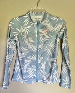 Billabong Girls Size Large Long Sleeve Rash Guard Zip-up Blue UVA/UVB - Picture 1 of 5