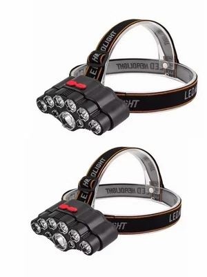 2 Pack USB Rechargeable 11 LED Headlamp Waterproof Fishing Camping Work Outdoor - Image 1 of 4