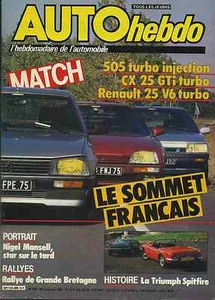 AUTO HEBDO n°499 du 28 Novembre 1985 R25V6 TURBO 505 TURBO CX GTI TURBO SPITFIRE - Foto 1 di 1