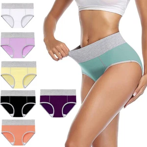 Women's High Waist Knickers Cotton Panties Briefs Underwear Full Back Coverage - Picture 1 of 18