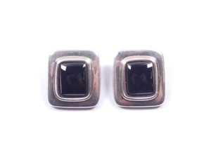 Vintage Mexikanische Ohrringe Onyx und 925 Sterling Silber Clip On - Bild 1 von 8