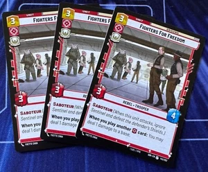 Tarjeta poco común Star Wars Unlimited Spark of Rebellion 3X Fighters For Freedom - Imagen 1 de 2