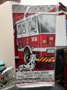 Fire Truck Firefighter Plastic Table Cover Birthday Party 54"x 82" New!!! - Picture 1 of 2