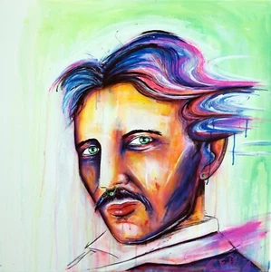 Tesla GEMÄLDE abstrakt - C. FANTA art Bild portrait Kunst Leinwand MALEREI art - Bild 1 von 4