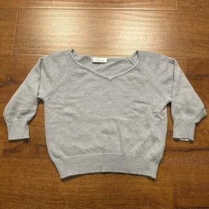Snidel Crop Sweater M Gray Mohair 3/4 Sleeve Chic Glam Modern Career City Luxury - Picture 1 of 12