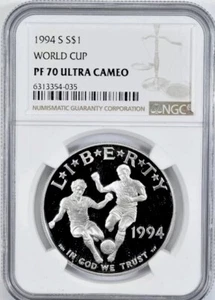 1994 WORLD CUP Silver Dollar NGC PF70💥FLAWLESS QUALITY💥 - Picture 1 of 5