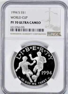 1994 WORLD CUP Silver Dollar NGC PF70💥FLAWLESS QUALITY💥 - Image 1 of 4