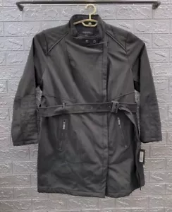 New Kenneth Cole New York Black Zip Front Belted Trench Coat Sz. 2XL - Picture 1 of 4