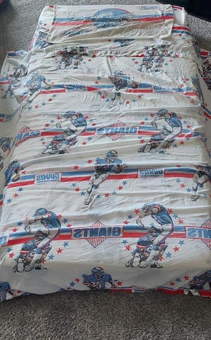 Vintage New York Giants Full Size Fitted Bed Sheet, Bed Sheet, & 1 Pillowcase Cover
