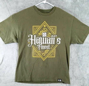 Hawaiis Finest Shirt Mens XL Army Green Logo Short Sleeve Local Apparel - Picture 1 of 10