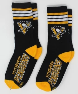 Pittsburgh Penguins NHL FBF 4-Stripe Kids *2 Pairs* Crew Socks *Youth Size - Picture 1 of 3
