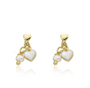 Pendientes enchapados en oro LMTS 14K: joyas brillantes para niñas (edades 2-10) - Imagen 1 de 2