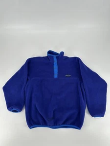 Vintage Patagonia Sweater Youth Snap Button Pullover Fleece Size 11/12 Blue - Picture 1 of 9